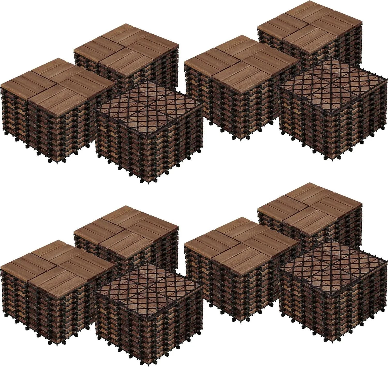 Kit 108 dalles terrasse acacia emboitables impermeables 30cm