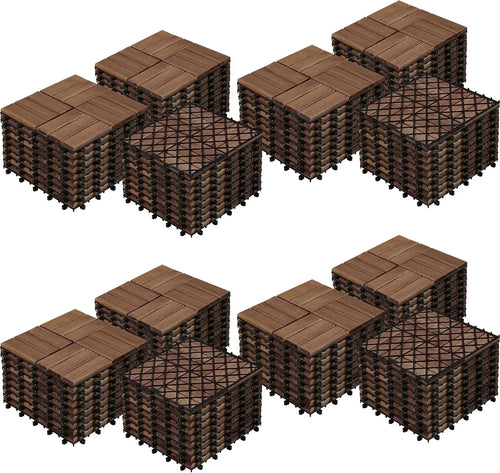 Kit 108 dalles terrasse acacia emboitables impermeables 30cm
