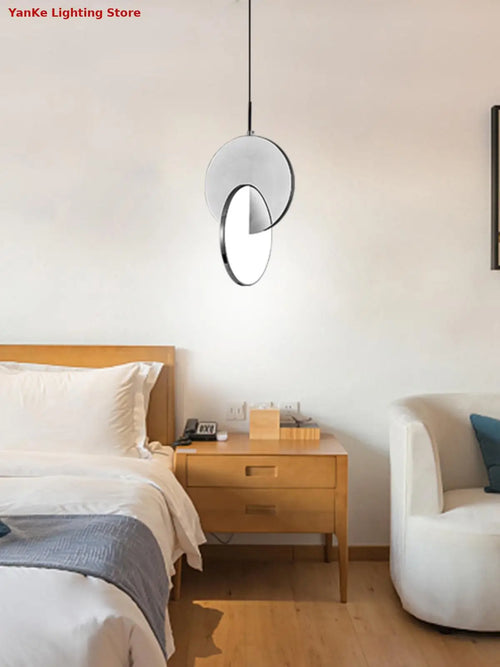 Nordic creative bar restaurant post-modern simple bedroom bedside designer single head net red light luxury art chandelier - vue 3 sur 13