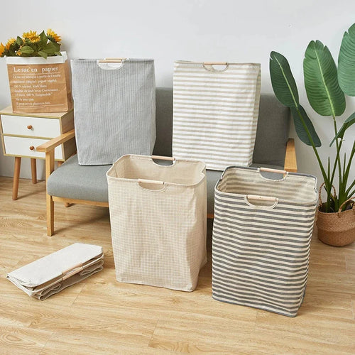 panier de rangement pliable pour linge sale avec poignée - vue 2 sur 12