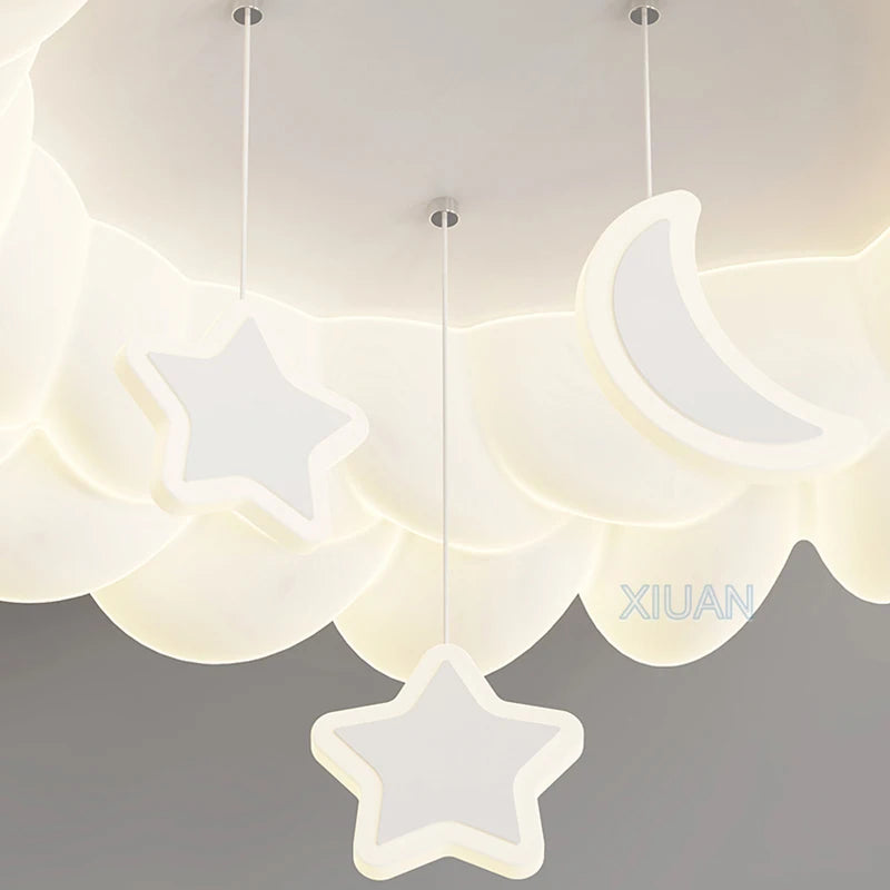 lustre suspendu en forme d'étoile lune et nuage pour enfants - vue 5 sur 8