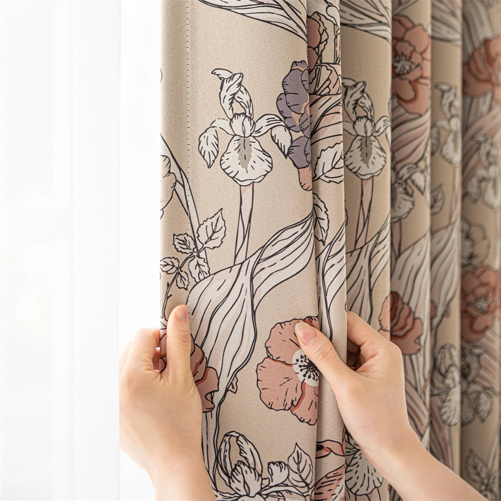 Rideau occultant motifs floraux modernes pour salon chambre - vue 4 sur 9