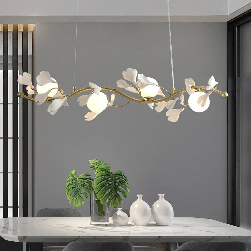lustre led moderne en forme de pétale de ginkgo lumineux et élégant - vue 3 sur 9