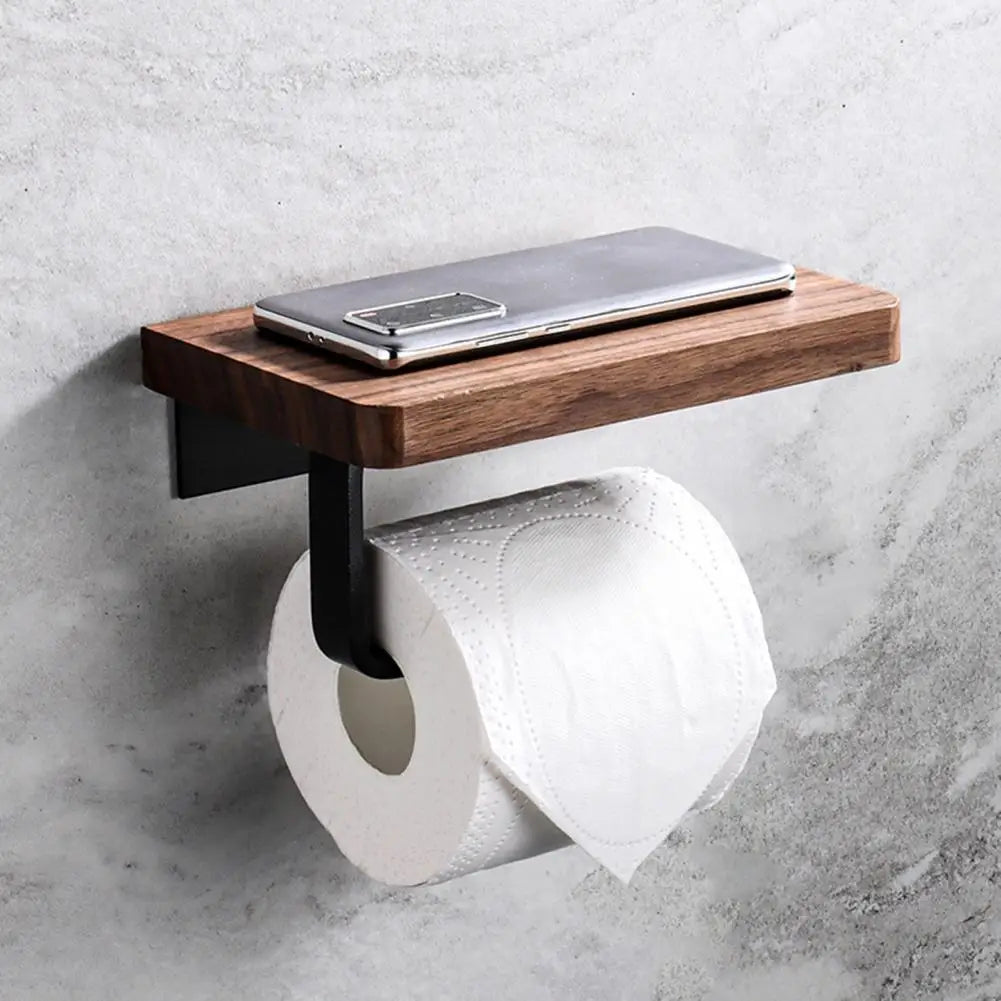porte-mouchoirs en bois avec étagère pour salle de bain - vue 3 sur 8