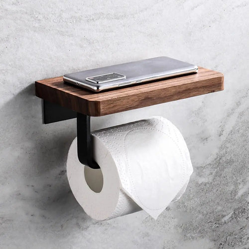 porte-mouchoirs en bois avec étagère pour salle de bain - vue 3 sur 8
