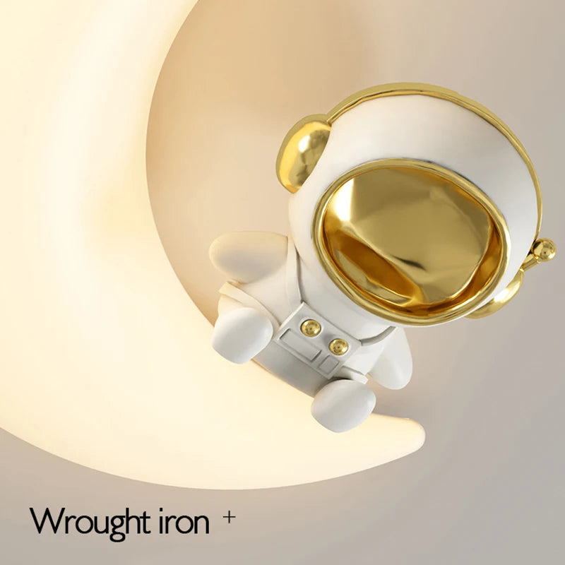 Cartoon Children's Ceiling Lamp Bedroom Ceiling Light Astronaut Star Cloud Moon Lights for Girl Boy Student Baby Room Lighting - vue 5 sur 9