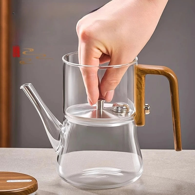 Théière magnétique flottante en verre avec séparateur thé - vue 5 sur 7