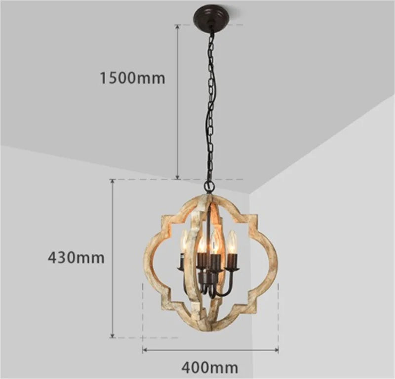 lustre vintage en bois ancien style industriel pour intérieur - vue 3 sur 6