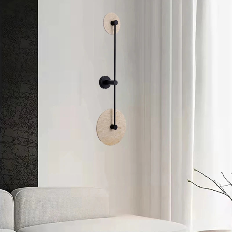 applique murale led en pierre naturelle et métal rond - vue 4 sur 8