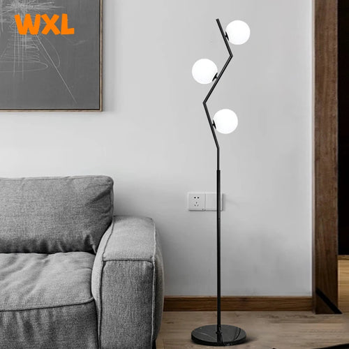 lampadaire led moderne en fer et verre nordique pour décoration intérieure - vue 2 sur 8