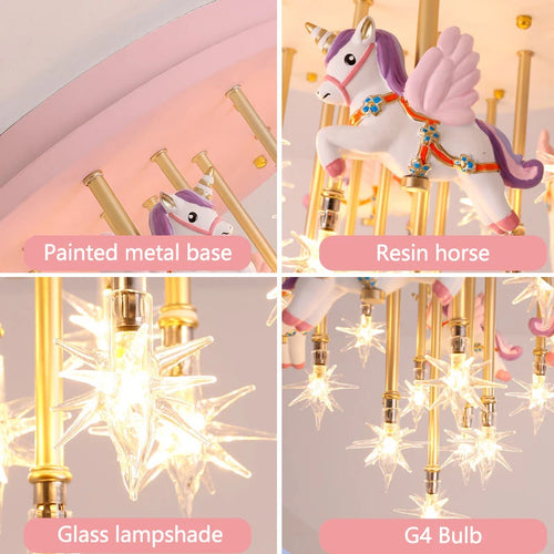 plafonnier résine cheval papier grue mignon led pour enfants - vue 7 sur 9