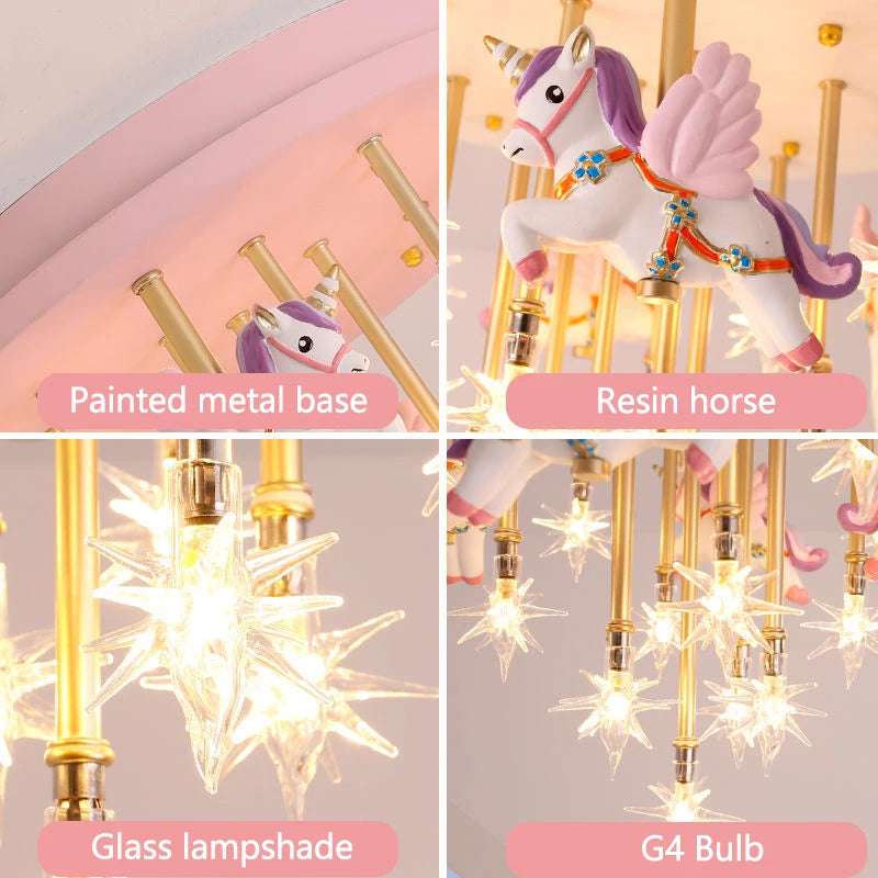 plafonnier résine cheval papier grue mignon led pour enfants - vue 6 sur 9