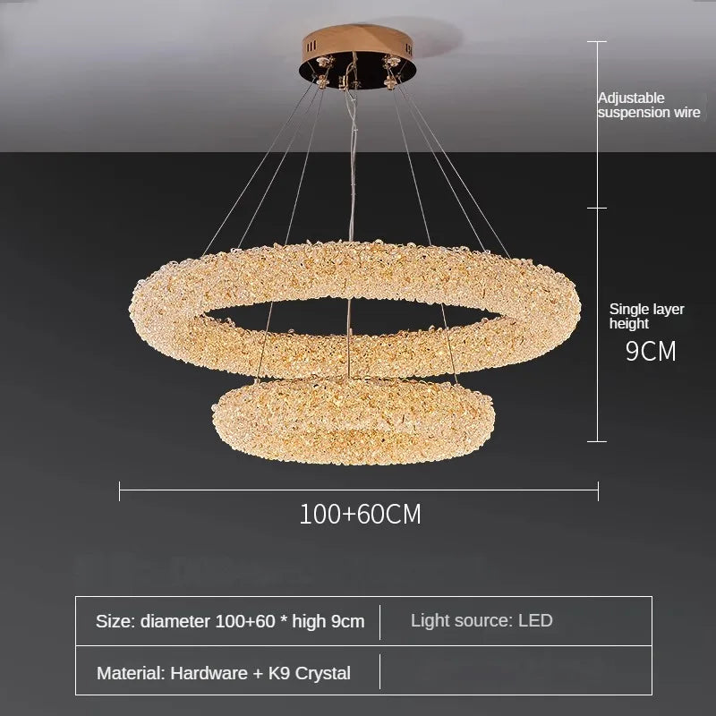lustre en cristal k9 design élégant pour éclairage moderne - vue 9 sur 13
