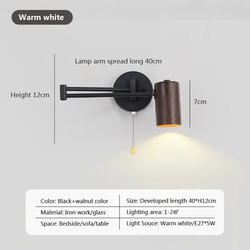 lampe de chevet nordique pivotante pour lecture et étude