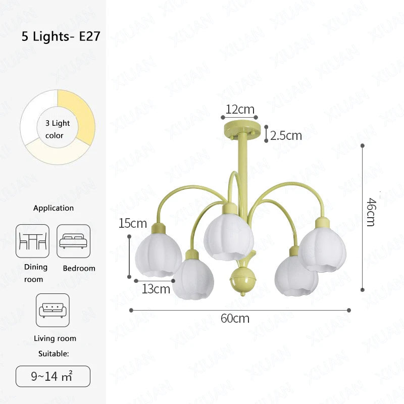 lustre européen en verre de citrouille éclairage led pour intérieur