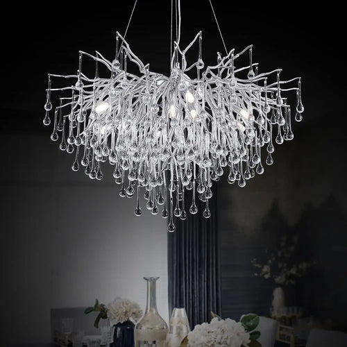 lustre moderne cristal goutte de pluie design élégant pour intérieur décoratif - vue 4 sur 15