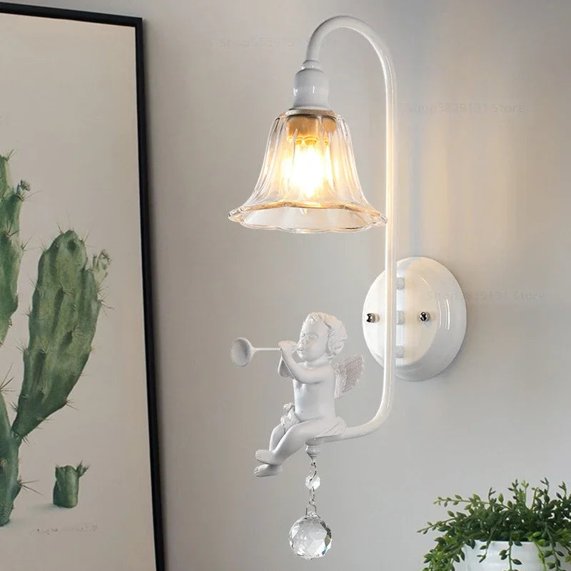 applique murale moderne en résine forme d'ange décorative lumineuse - vue 4 sur 12