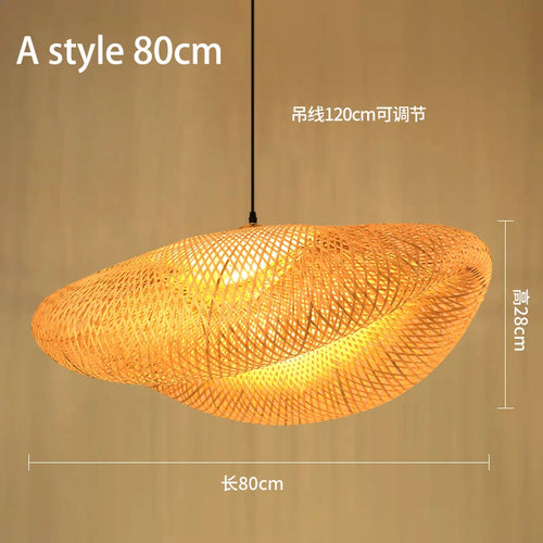 lustre style chinois fait main en bambou tissage pastoral vintage - vue 18 sur 30