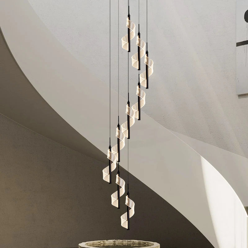 lustre led moderne en acrylique pour escaliers en colimaçon - vue 2 sur 17