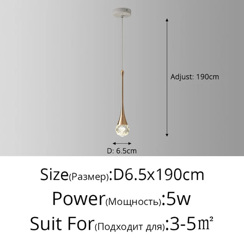 lustre de chevet de luxe en cristal suspendu à tête unique - vue 12 sur 11