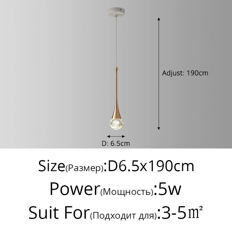 lustre de chevet de luxe en cristal suspendu à tête unique - vue 11 sur 11