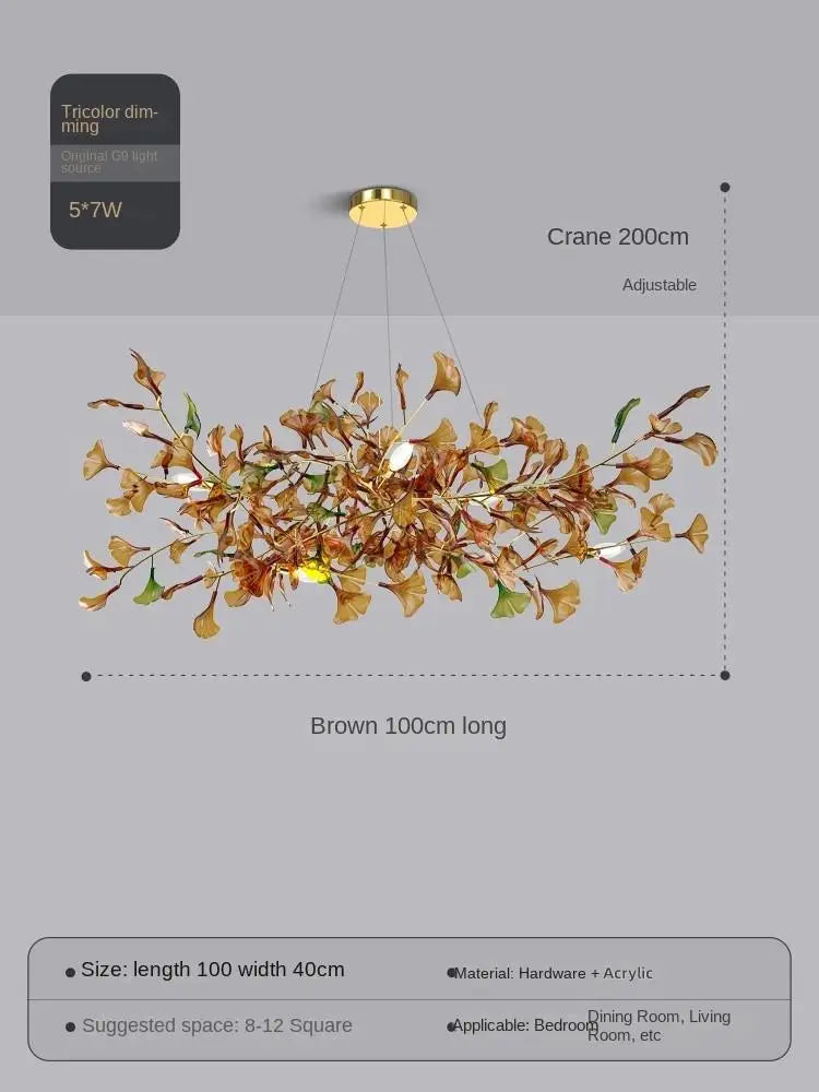 suspension moderne en ginkgo en verre personnalisée pour un éclairage élégant - vue 8 sur 16