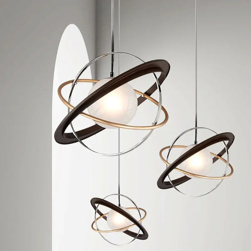 lustre à led design rings of planet pour intérieur suspendu - vue 2 sur 7