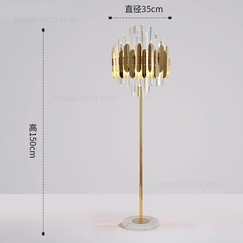 lampadaire post-moderne nordique en cristal doré led luxe - vue 16 sur 17