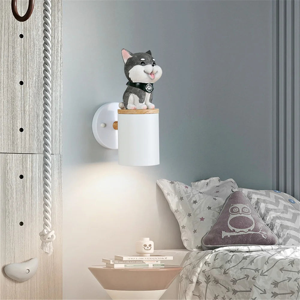 applique murale led créative chat et chien pour enfants - vue 4 sur 12