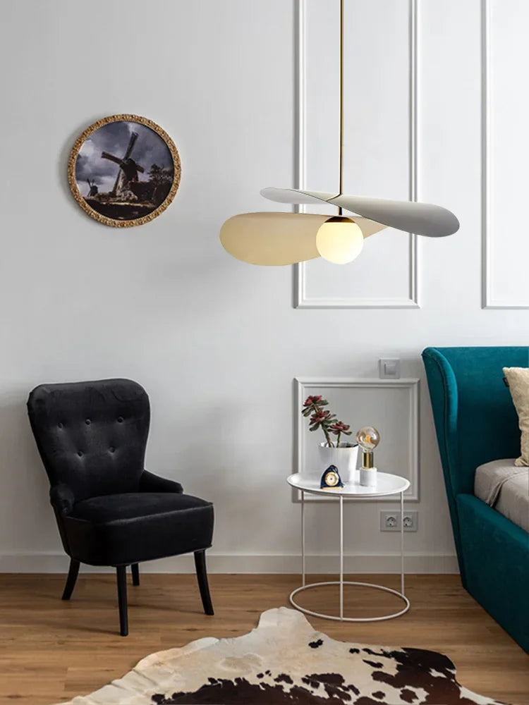 suspension moderne en métal et verre design artistique - vue 5 sur 7