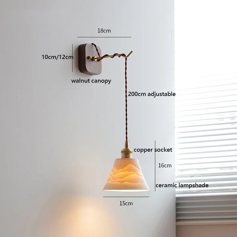 applique murale led noyer cuivre moderne baguette plug-in - vue 22 sur 23
