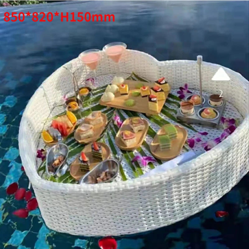 plateau en rotin nordique pour fruits et boissons de piscine - vue 16 sur 22