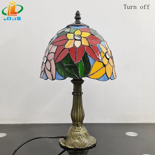 lampe à poser design scandinave vitrail antique en métal - vue 7 sur 6