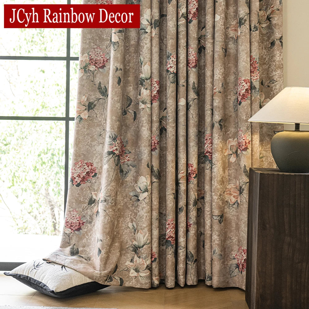 Rideau occultant floral style chinois traditionnel salon chambre - vue 3 sur 8
