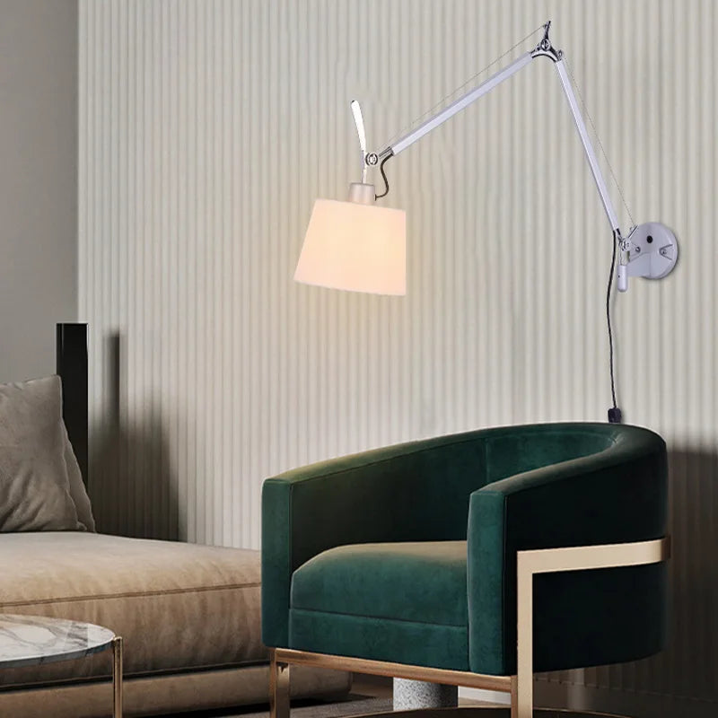 applique murale industrielle nordique pliable avec bras long pivotant - vue 2 sur 11