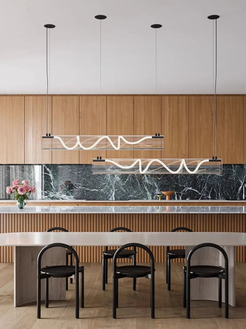 Italian designer art LED restaurant chandelier modern living room irregular long bar counter, dining table lighting fixtures - vue 4 sur 7