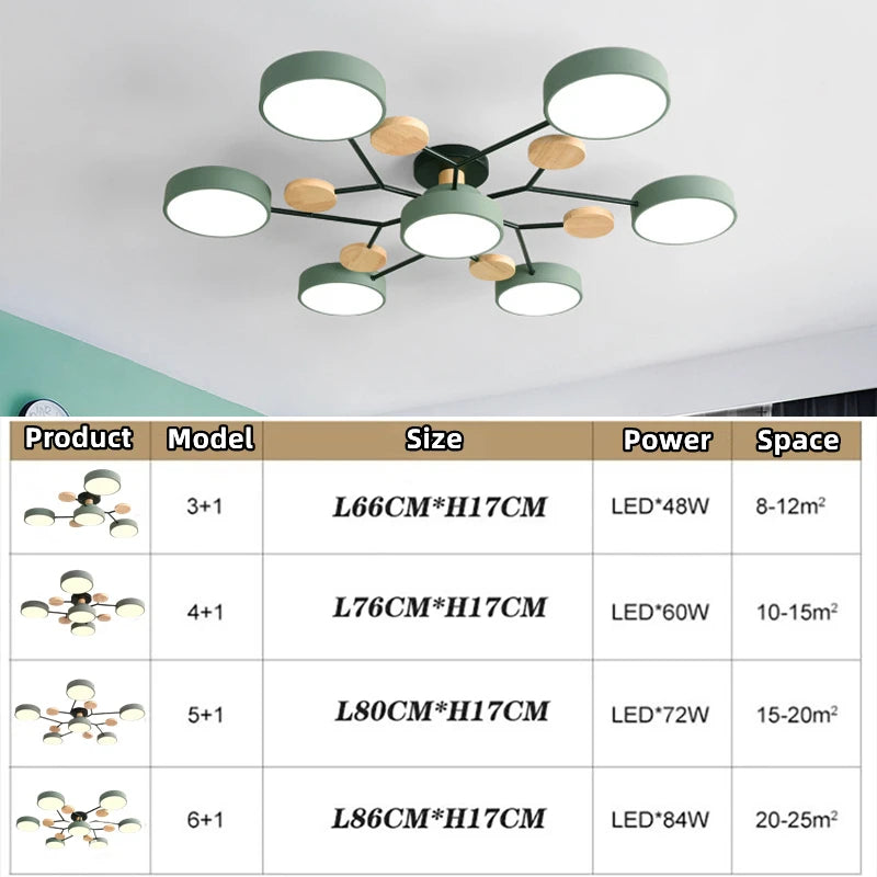 lustre en bois led style nordique pour diverses pièces - vue 6 sur 22