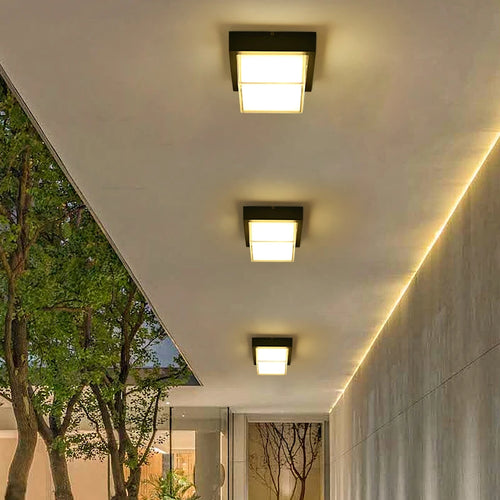 plafonnier étanche rond carré pour jardin balcon lumineux - vue 3 sur 12