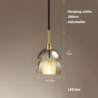 suspension en verre cristal art déco avec éclairage led - vue 15 sur 25