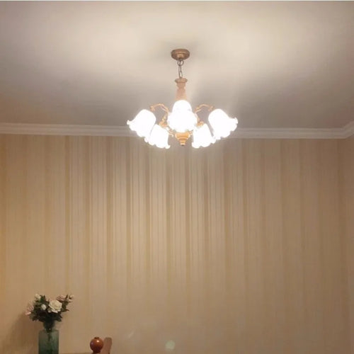 lustre vintage en verre dépoli style nordique éclairage suspendu - vue 4 sur 9