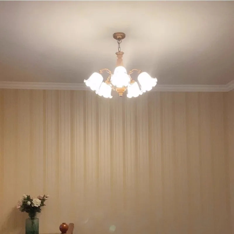 lustre vintage en verre dépoli style nordique éclairage suspendu - vue 4 sur 9