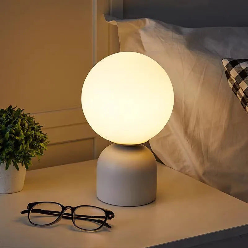 lampe de table en marbre et verre design contemporain - vue 5 sur 9