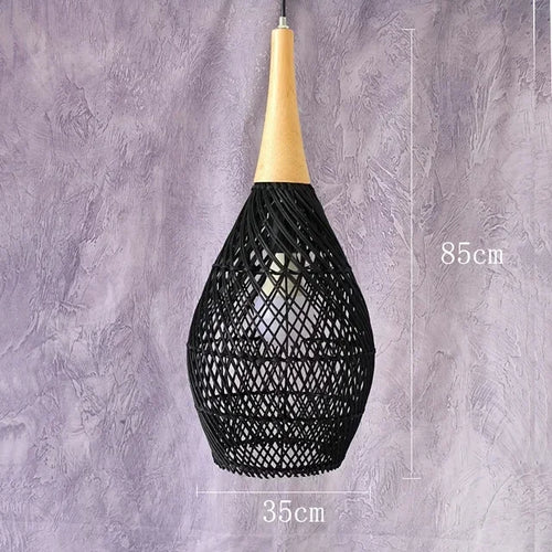 Modern art minimalist retro chandelier suitable for living room, dining room, farmhouse, natural rattan and willow chandelier - vue 10 sur 21
