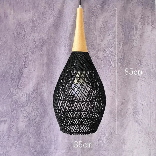 Modern art minimalist retro chandelier suitable for living room, dining room, farmhouse, natural rattan and willow chandelier - vue 9 sur 21