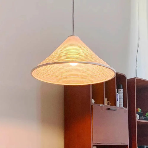 lustre japonais wabi sabi en papier de riz led - vue 6 sur 8