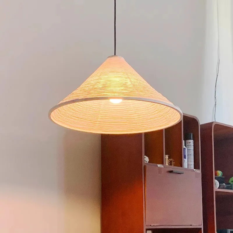 lustre japonais wabi sabi en papier de riz led - vue 6 sur 8