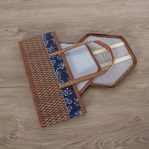 panier de pique-nique en bambou tissé écologique et pliable - vue 2 sur 8