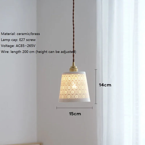 suspension LED design nordique cuivre céramique décorative - vue 3 sur 6