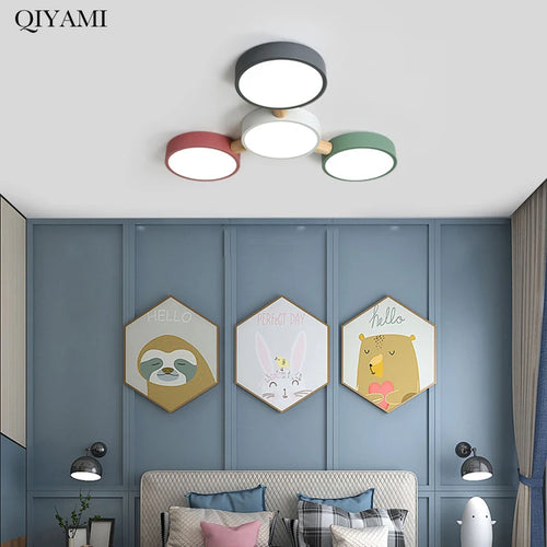 plafonniers créatifs macaron en bois pour indoorlighting led multicolore - vue 5 sur 20