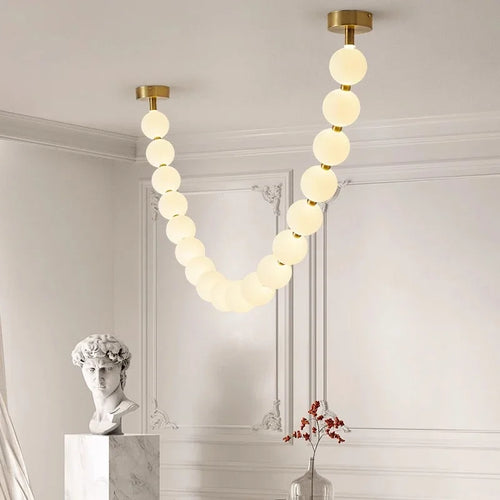 lustre design perles nordiques led pour décoration maison - vue 7 sur 9
